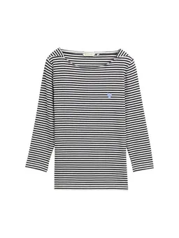 Tom Tailor Tom Tailor T-Shirt Gestreiftes mit Herz-Logo auf der Brust für Damen Bio-Baumwolle nachhaltig Regular Fit Normal 3-4 Ärmel – Produktbild 1 von 1