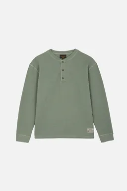 Trendsplant Trendsplant Herren vegan Langärmeliges Deck Waffle Henley Hedge Grün – Produktbild 1 von 1
