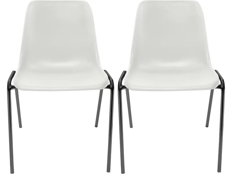 2x Besucherstuhl "ECO" Gestell anthrazit, Kunststoffschale weiß – Produktbild 1 von 1