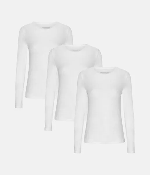 Copenhagen Bamboo 3er-Pack weißes Bambus-Langarm-T-Shirt – Produktbild 1 von 1