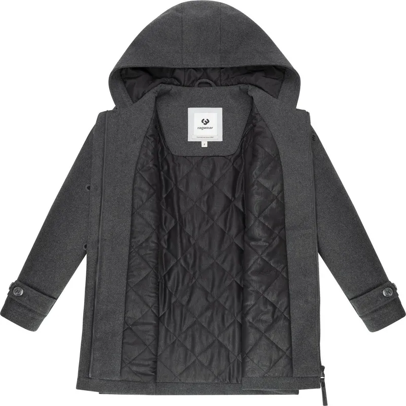 ragwear ragwear Wintermantel Duffina YOUMODO warmer Mantel mit Knopfleiste, Grau, – Produktbild 1 von 3