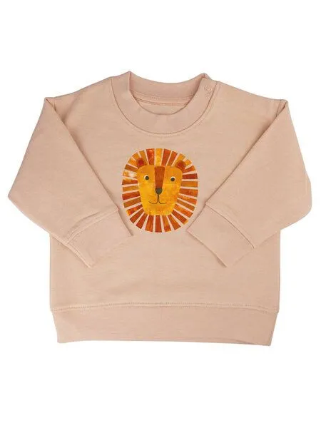MelaDi Meladi Kinder Baby - Sweater aus Biobaumwolle - Löwe auf Creme Latte, Mokka, – Produktbild 1 von 6