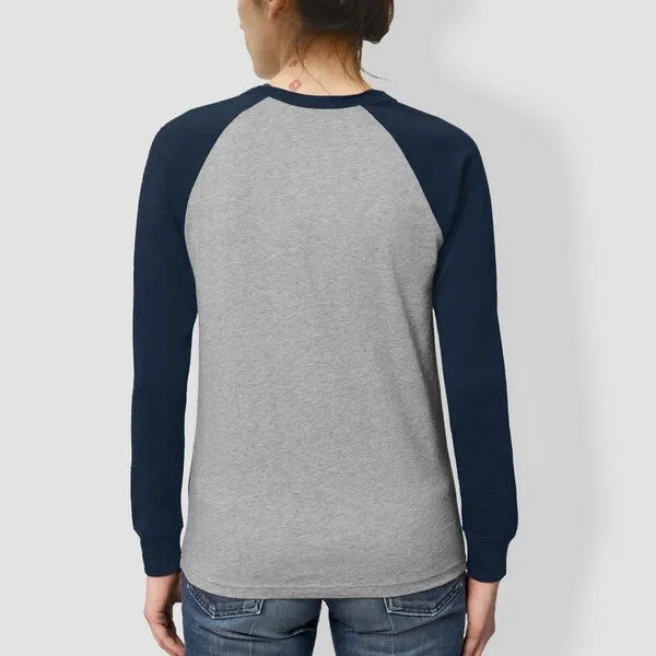 little kiwi little kiwi Frauen Langarm-T-Shirt, "Ballhaus", Heather Grey/Navy – Produktbild 3 von 3