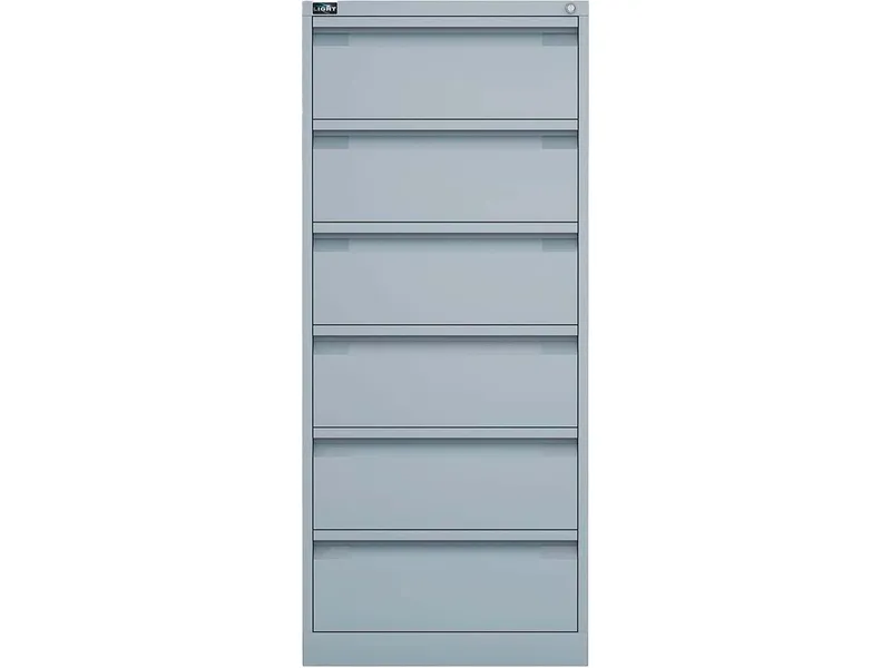 Bisley Bisley Karteischrank "KS 26" zweibahnig, 6 Schubladen, DIN A5, Lichtgrau, – Produktbild 1 von 1