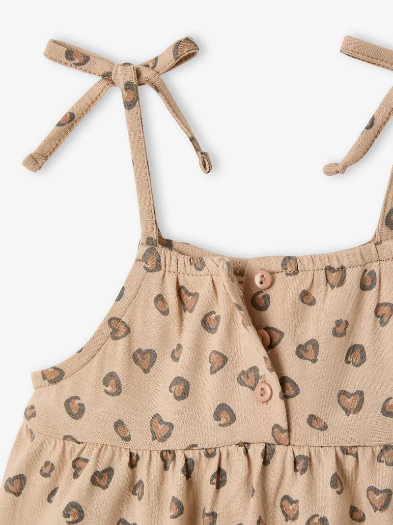 Vertbaudet Baby Trägerkleid mit Schleifen leo, Beige leo, – Produktbild 3 von 3