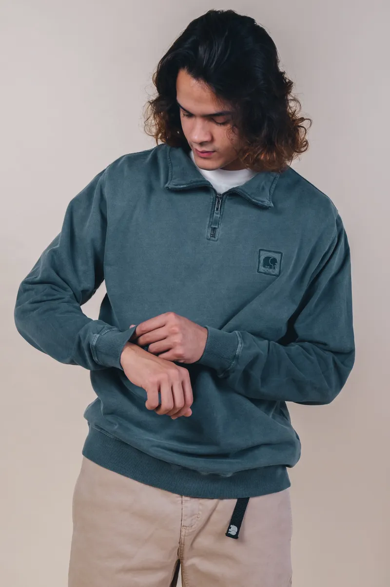Trendsplant Trendsplant Herren vegan Zip Pullover Sauce Ulme Grün, Dunkelblau, – Produktbild 1 von 1