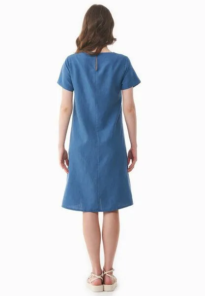 ORGANICATION ORGANICATION Kleid aus TENCEL Lyocell und Leinen, Blau(light navy), – Produktbild 3 von 3