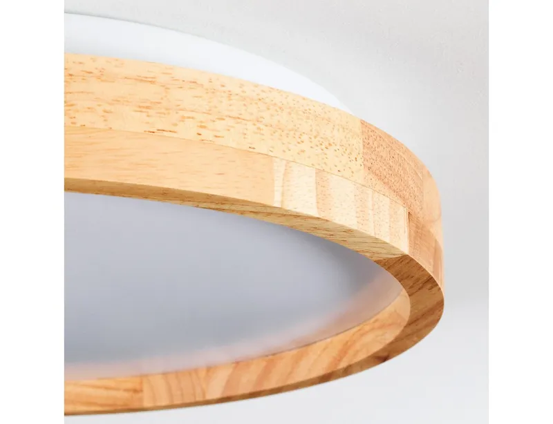 hofstein Deckenleuchte moderne Deckenlampe aus Metall/Bambus/Kunststoff in Weiß/Natur, LED wechselbar, 3000 Kelvin, Leuchte im angesagten Boho-Design (29, 5cm), 1700 Lumen, LED 16 W, Beige|weiß, – Produktbild 3 von 5