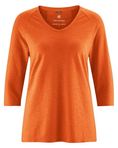 HempAge HempAge Raglanshirt mit 3/4-Arm Hanf/Biobaumwolle, Nectarine (orange), – Produktbild 1 von 4