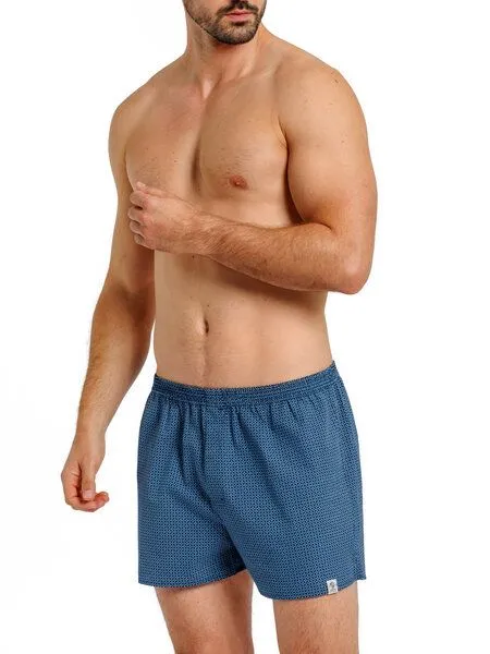 Haasis Bodywear Haasis Bodywear Herren Web-Boxer Print, verdeckte Knopfleiste, 2er Pack, Navy/print, – Produktbild 4 von 4