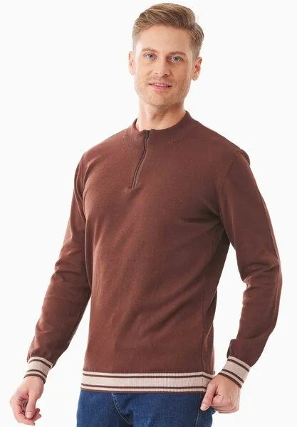 ORGANICATION ORGANICATION Pullover aus Bio-Baumwolle mit Troyerkragen, Radical brown, – Produktbild 4 von 4