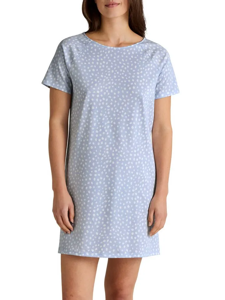 CALIDA CALIDA Nachthemd Favourites Sleep Pure Cotton, Interlock-Qualität, Kurzarm, weich, bequem, Blau, – Produktbild 4 von 5