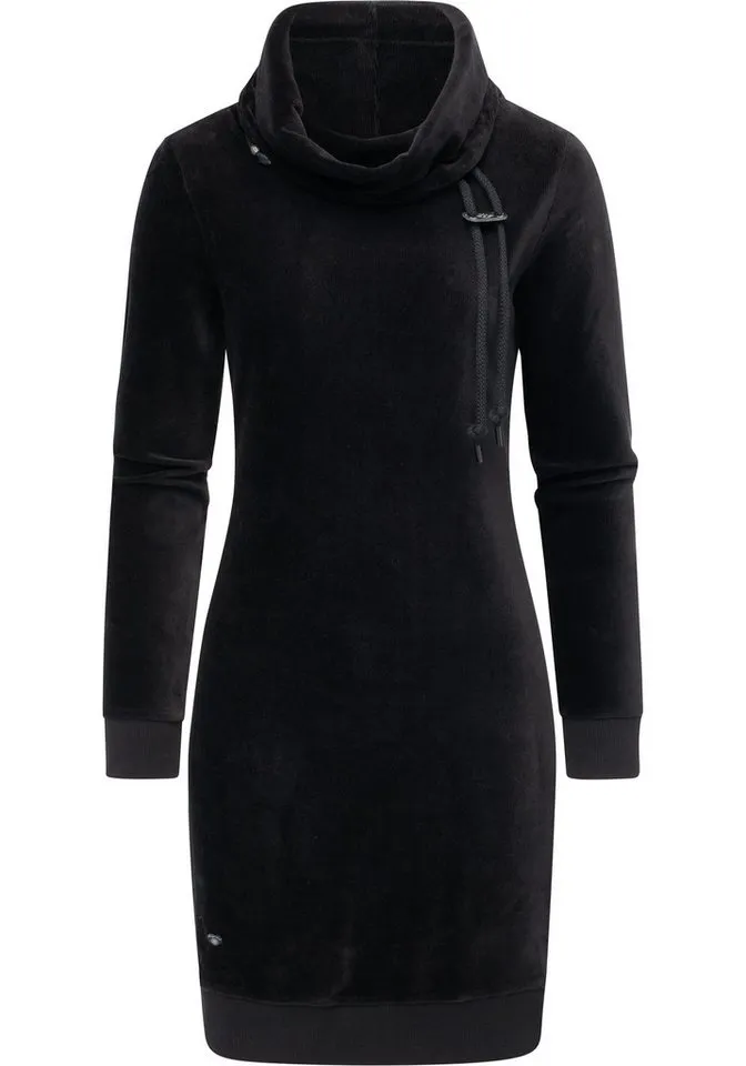 ragwear ragwear Sweatkleid Chloe Velvet stylisches Langarmkleid in Samtoptik, Schwarz, – Produktbild 1 von 4