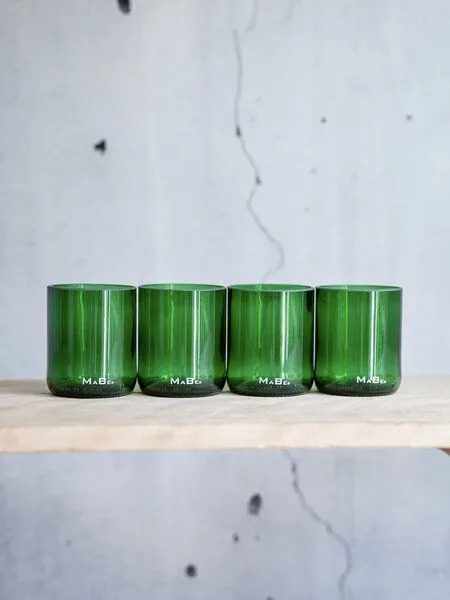 MaBe MaBe Set 4 Trink Gläser UPCYCLING - nachhaltiges Geschenk für Hochzeit - Einzug - Geburtstag - Ostern, Grün, – Produktbild 3 von 4
