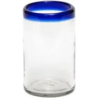 GLOBO Fair Trade GLOBO Fair Trade Glas AGUA aus Recyclingglas, mundgeblasen, Blauer rand, – Produktbild 1 von 1
