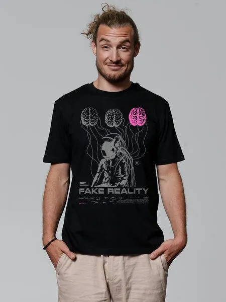 watapparel watapparel T-Shirt Unisex Fake Reality, Black, – Produktbild 1 von 3