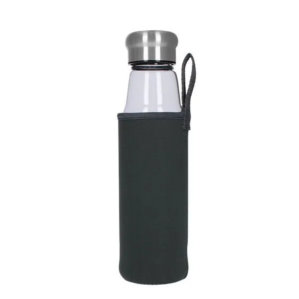 elasto elasto Glasflasche 0,55 Liter Trinkflasche Borosilikatglas mit Neoprentasche, Pur, – Produktbild 2 von 2