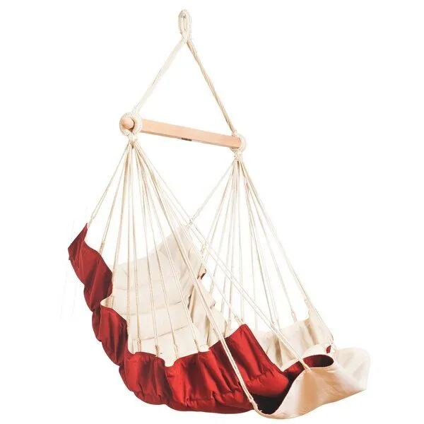 MacaMex MacaMex SoftChair Hängestuhl XL mit Fußablage gepolstert, wetterfest, Hot chocolate (rot), – Produktbild 1 von 4