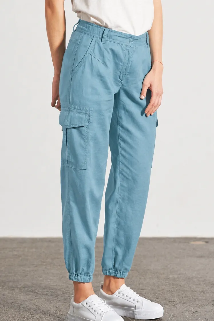 HempAge Hempage Damen vegan Cargo Hose Sportlich Wave Blau, Blau, – Produktbild 2 von 2