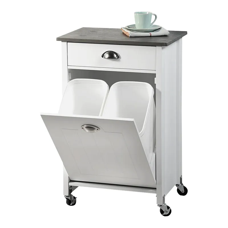 Kesper Küchenwagen mit Mülltrennsystem und Schublade, Weiss, – Produktbild 1 von 5