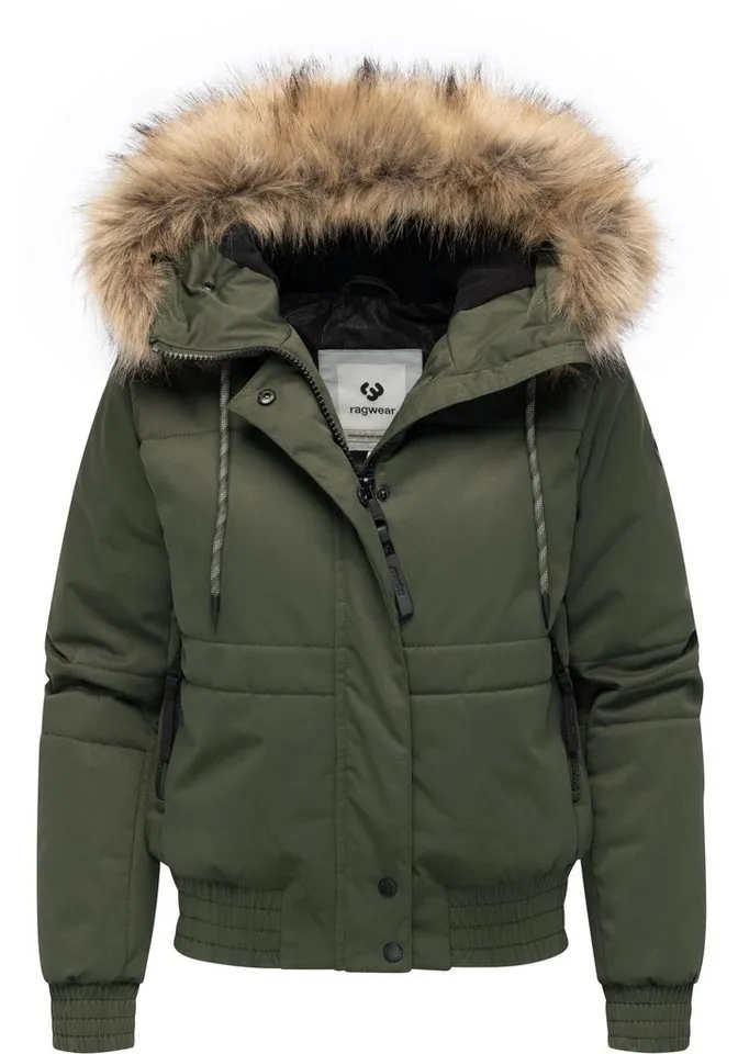 ragwear ragwear Winterjacke Deluxia YOUMODO modische Damen Bomberjacke mit Kunstfell, Grün, – Produktbild 5 von 5