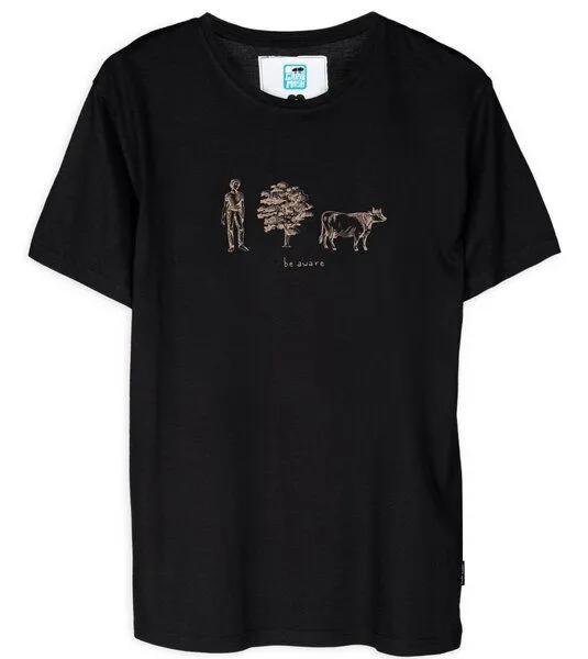 Gary Mash GARY MASH T-Shirt be aware aus Bio-Baumwolle, Schwarz, – Produktbild 1 von 4