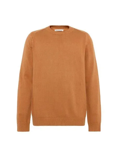 KnowledgeCotton Apparel KnowledgeCotton Apparel Strickpullover CREW NECK aus Bio-Baumwolle, Braun (lion), – Produktbild 4 von 4