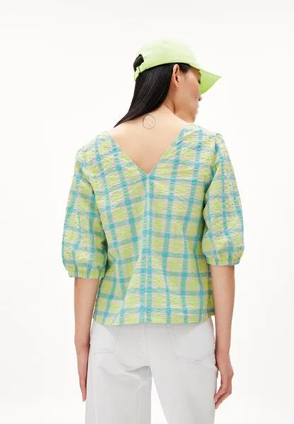 ARMEDANGELS ARMEDANGELS KINAA SEERSUCKER - Damen Bluse Relaxed Fit aus Bio-Baumwolle, Light lime, – Produktbild 2 von 4