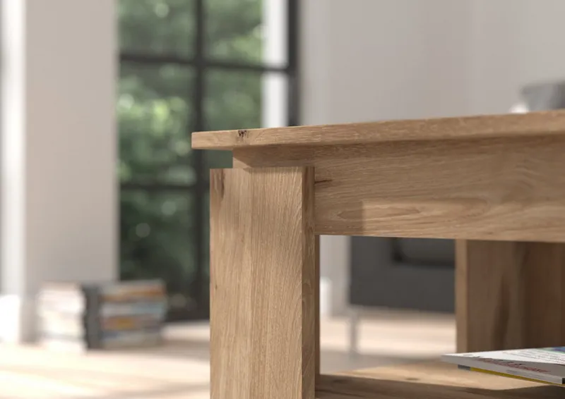 Inn.Furn Couchtisch Selen (Wohnzimmertisch in 4 Farben, 100 x 60 cm), mit großem Ablageboden, Beige, – Produktbild 5 von 5