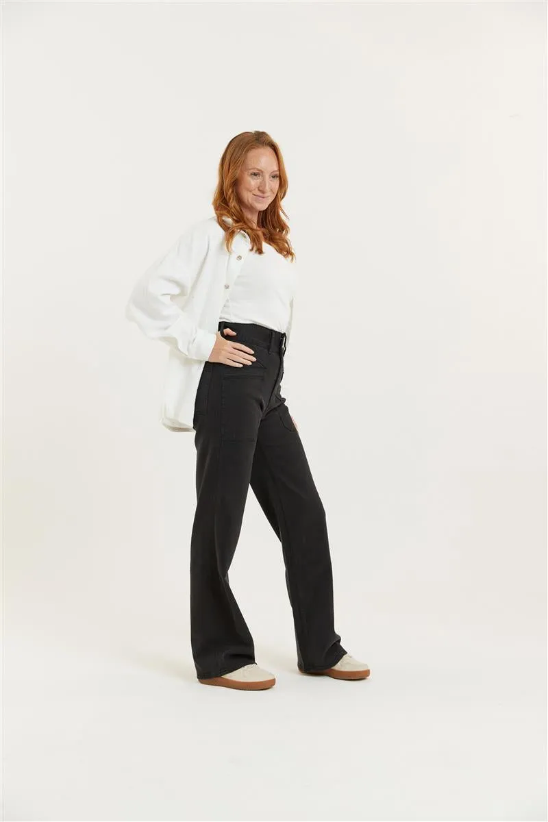 Flax and Loom Flax and Loom Damen vegan Hose High Waist Dinah Schwarz, Schwarz, – Produktbild 1 von 2