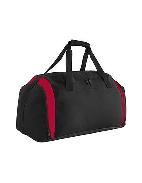 BagBase BagBase Sporttasche Reisetasche Weekender Teamwear Schuhfach Recyceltes Polyester, Schwarz/rot, – Produktbild 2 von 3