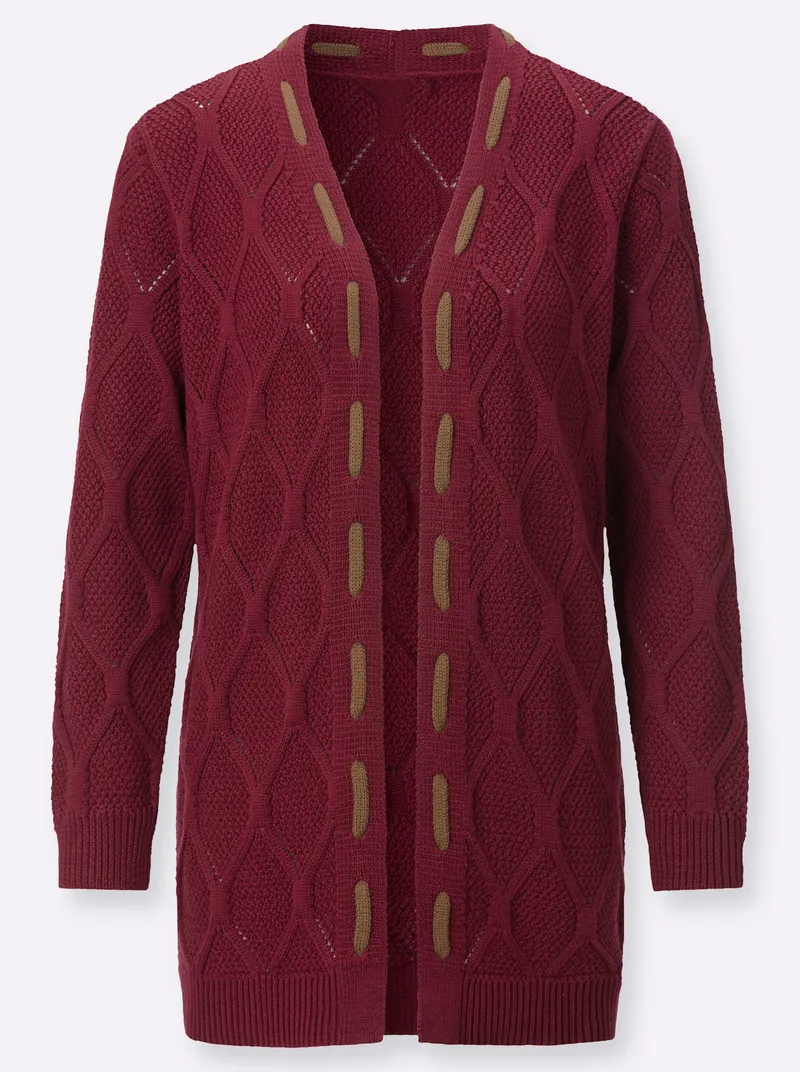 Witt Longstrickjacke, Dunkelrot, – Produktbild 1 von 2