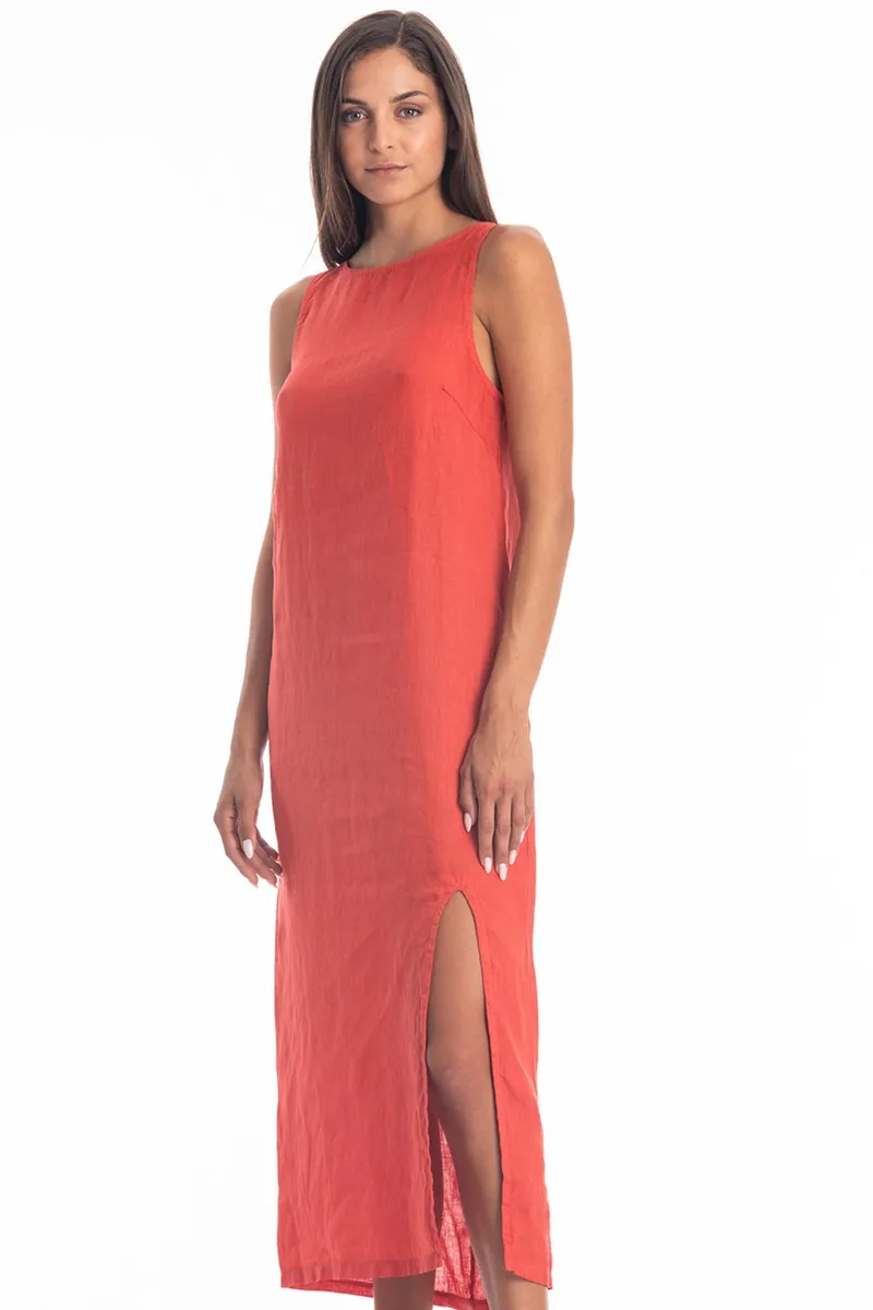 RAVENS VIEW IBIZA RAVENS VIEW IBIZA Damen vegan Kleid Nicola Fliese Rot, Dunkelorange, – Produktbild 2 von 2
