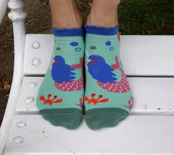Fräulein Prusselise Fräulein Prusselise Meerjungfrauen Sneaker Socke, story, meermaid, türkies bunt gemustert – Produktbild 4 von 4