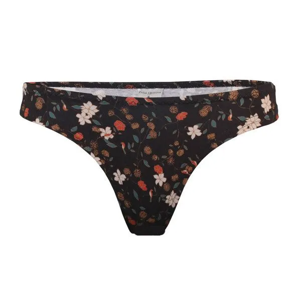 Frija Omina Frija Omina Bio-String Pur gemustert, Fleur-noir (schwarz), – Produktbild 1 von 2