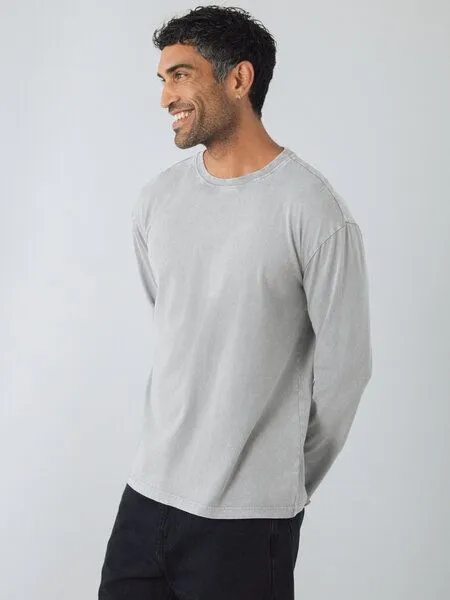 Honest Basics Honest Basics OG Langarmshirt aus Bio- und recycelter Baumwolle, Limestone, – Produktbild 1 von 4