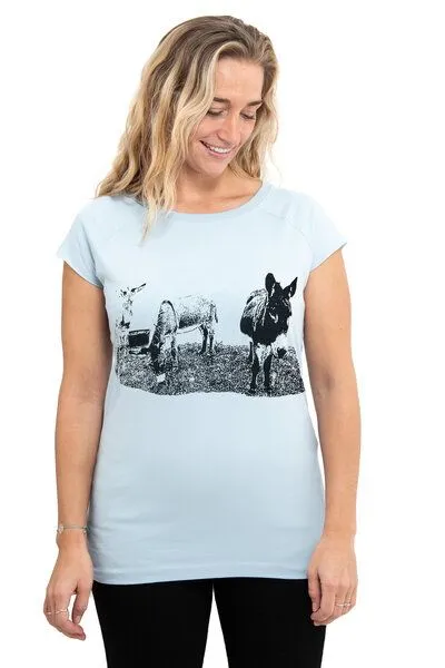 Hirschkind Hirschkind Fair-Trade-Frauenshirt mit Raglanärmeln "Eselcombo" - Made in Kenia - hellgrau – Produktbild 2 von 2