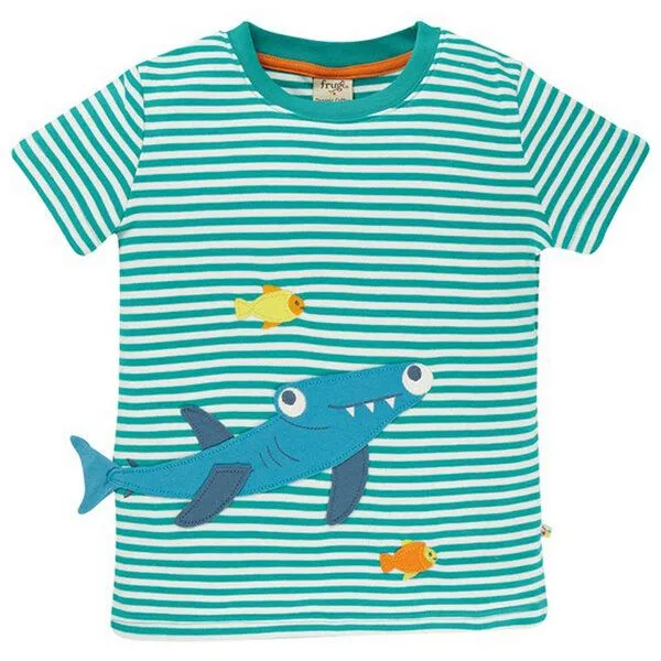 Frugi Frugi T-Shirt Hai Joshua in smaragdgrün-weiss gestreift – Produktbild 1 von 1