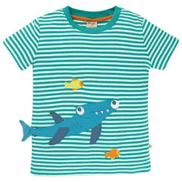 Frugi Frugi T-Shirt Hai Joshua in smaragdgrün-weiss gestreift – Produktbild 1 von 1