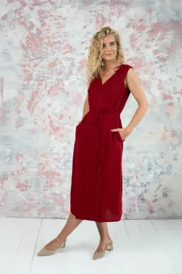 Amber Linen Amber Linen Damen vegan Kleid Dubai Rot – Produktbild 1 von 1