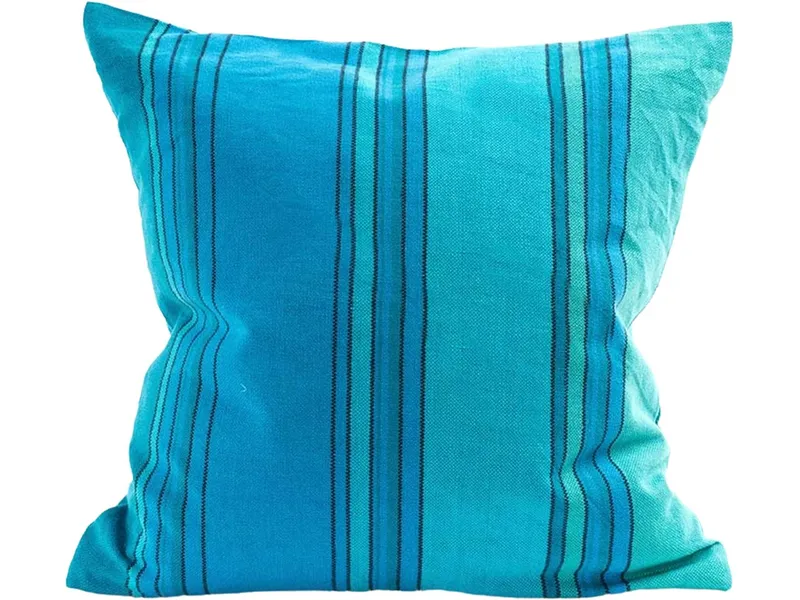 HängemattenGlück HängemattenGlück Kissenbezug aus reiner Bio Baumwolle 40x40cm Blautöne, Azur gestreift (blau, mehrfarbig), – Produktbild 1 von 2