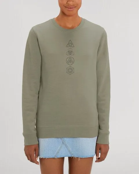 Human Family Human Family Bio Unisex Rundhals-Sweatshirt - "Araise - Geometric Line", Khaki, – Produktbild 2 von 4