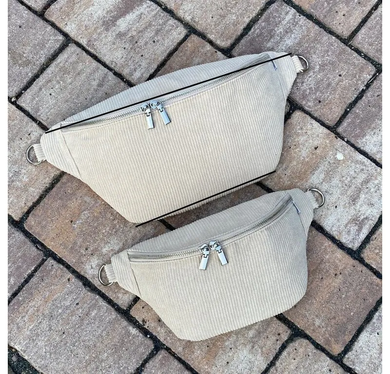 MAONI Bauchtasche Cord Dunkelgrau mit zwei Taschengurten – Produktbild 5 von 5