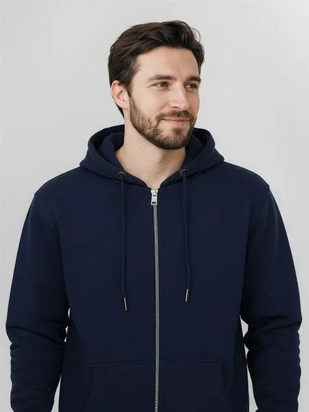 GreenBomb GREENBOMB Basic Stark - Lässige Sweatjacke aus Bio-Baumwolle / GOTS / Fair & Vegan, Blau (marineblau), – Produktbild 2 von 4