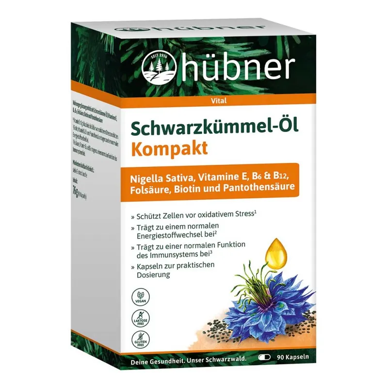 Hübner Naturarzneimittel Hübner Naturarzneimittel Hübner Schwarzkümmel-Öl Kompakt Kapseln – Produktbild 2 von 2