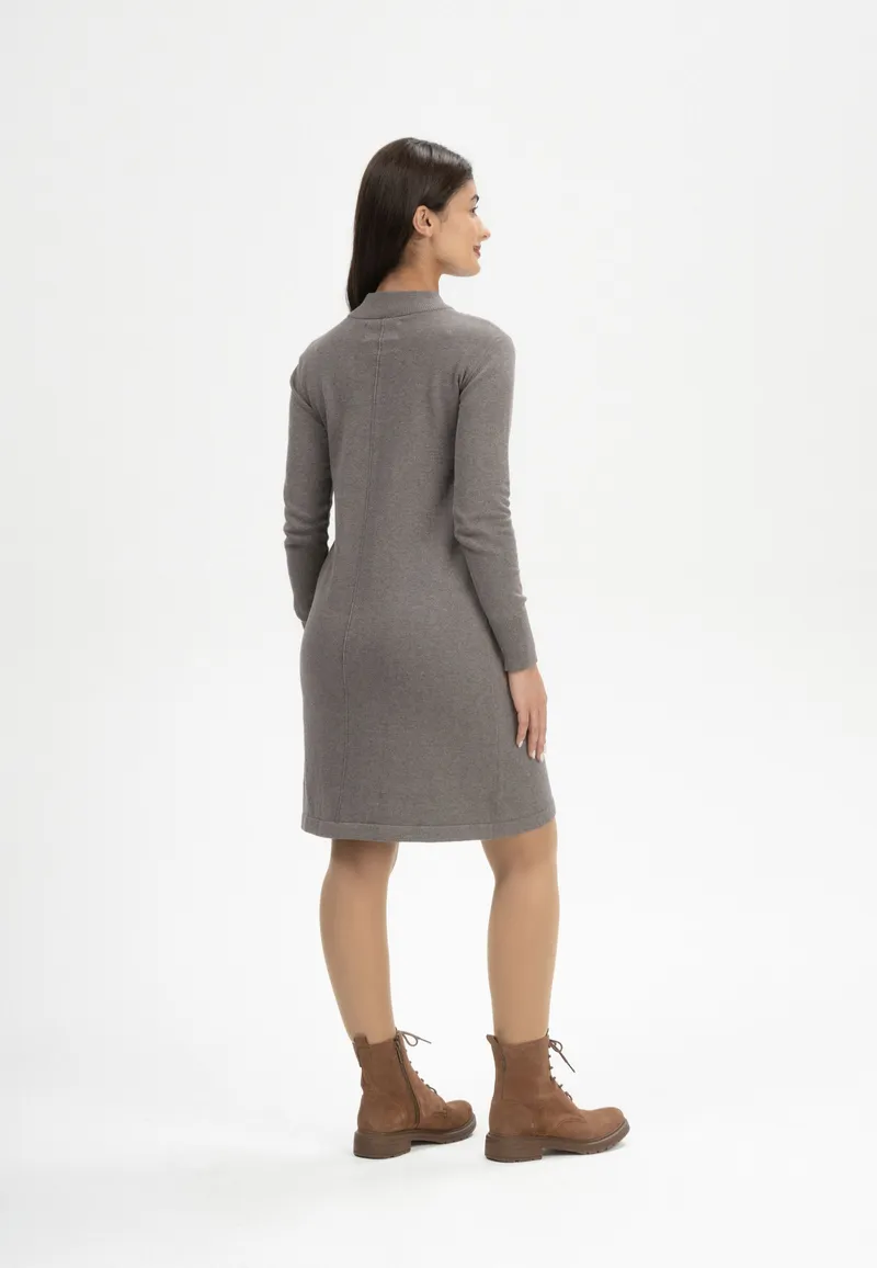 MELA MELA Damen vegan Kleid Feinstrick Harleen Bear Melange Graubraun, Braun, – Produktbild 1 von 2