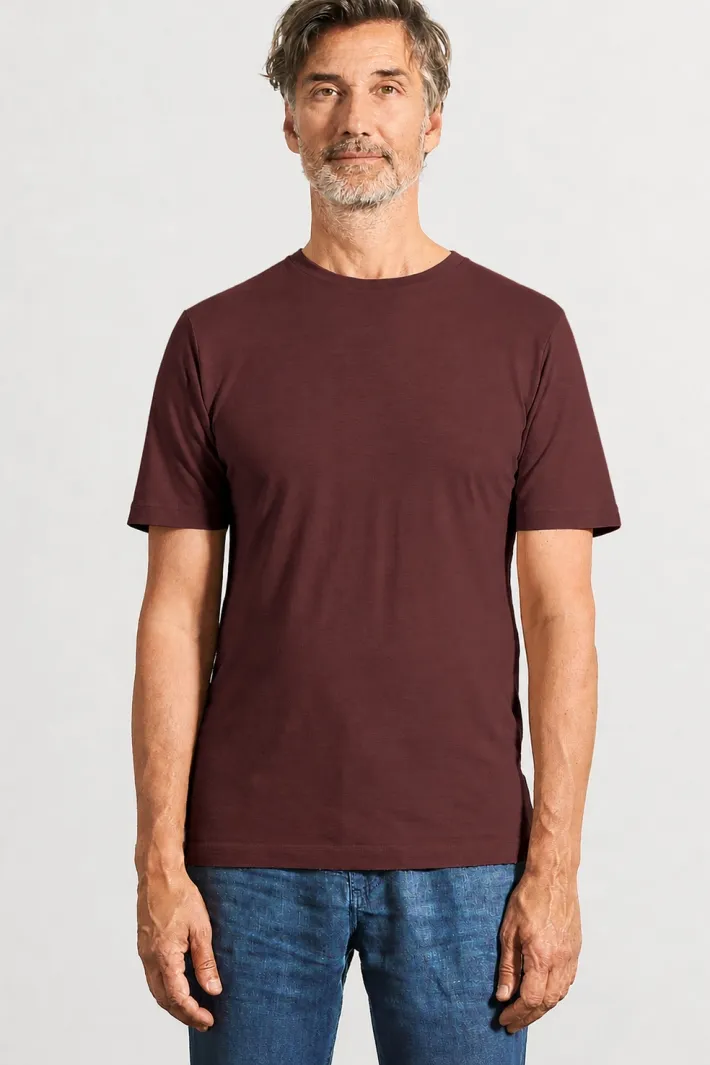HempAge Hempage Herren vegan T-Shirt Slim Fit Rioja Rot, Rot, – Produktbild 2 von 2