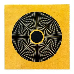 Veskor Cassiopeia Veskor Cassiopeia CENTRAL SUN Sonnen Linoldruck | 22 × 22 cm | Schwarz auf Ringelblumengelb – Produktbild 1 von 1