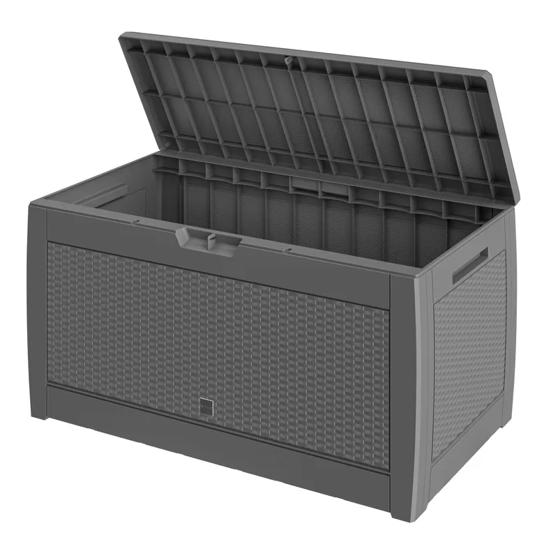 Casaria® Gartenbox Rato 310L Grau Rattan Optik wasserdicht, Grau, – Produktbild 1 von 2