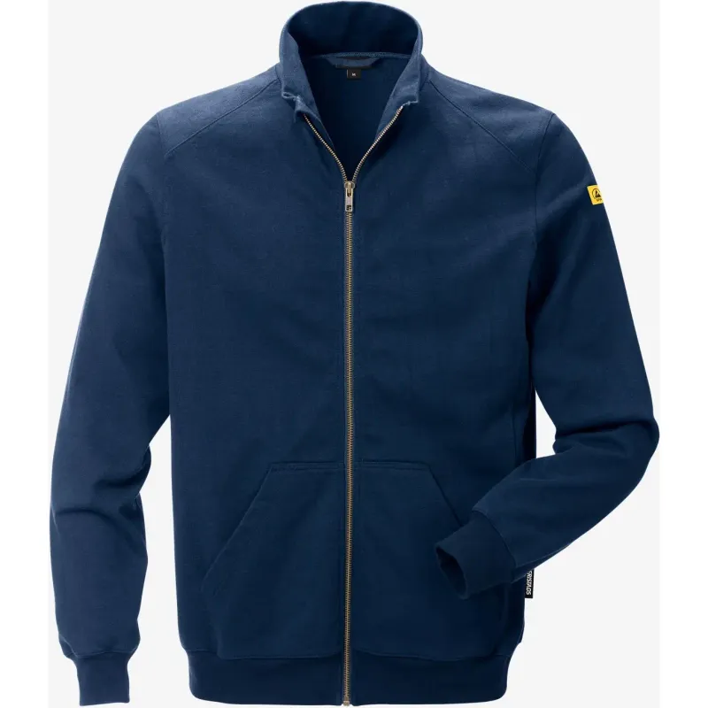 Fristads Sweatshirt mit Reißverschluss Fristads ESD 4080 XSM, Blau, – Produktbild 1 von 2